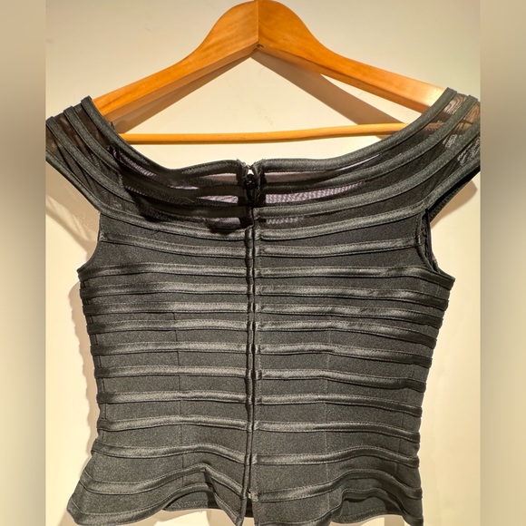 JS Collections Fitted Illusion Cropped Dressy Top - Picture 3 of 5